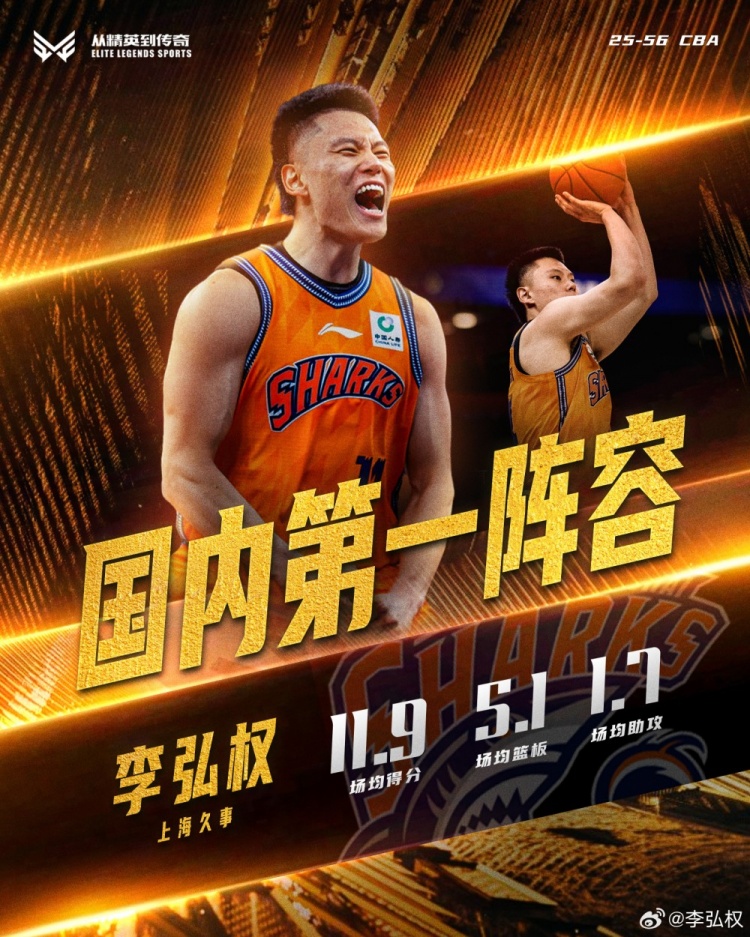 乐鱼体育官方入口-场均12+5入选本土一阵！李弘权更新社媒感恩认可！